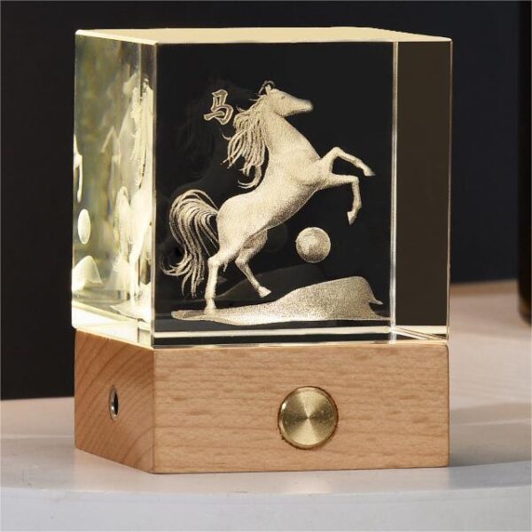 Twelve Zodiac Crystal Night Light Ornament - Traditional Chinese Mythical Zodiac Guardian Beast Series- Horse - Type02-Horse