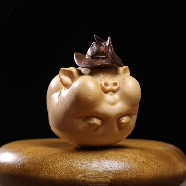 Magnetic Levitation Carved Wooden Decoration: Zodiac - Pig