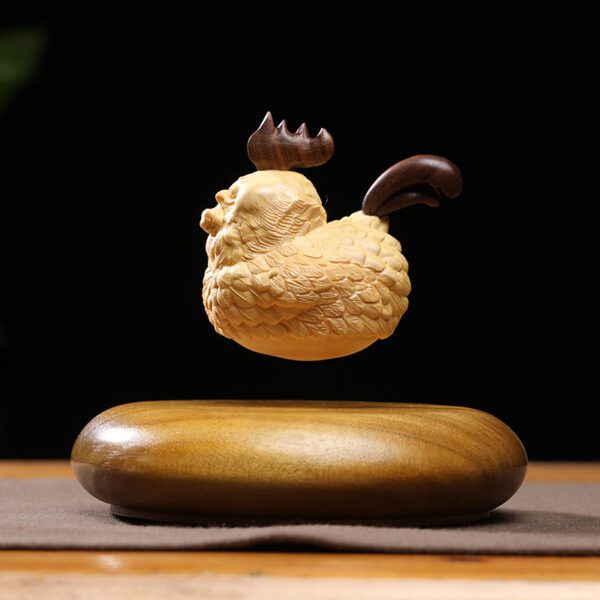 Magnetic Levitation Carved Wooden Decoration: Zodiac - Rooster