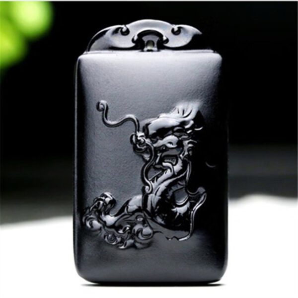 Natural Hetian Ink Jade Nephrite Carved Fengshui Zodiac Dragon Pendant Amulet