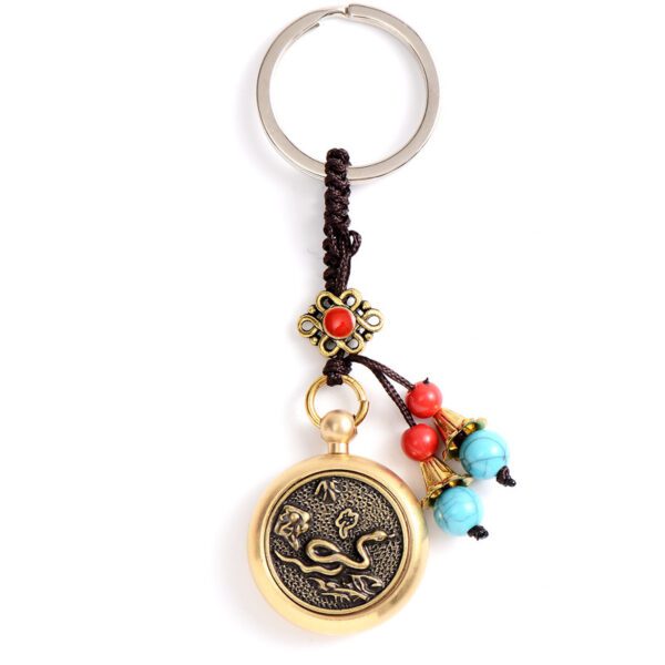 Brass Rotary Key Chain, Car key Pendant: Zodiac - Snake