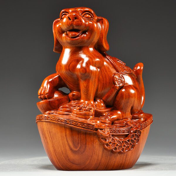 Rosewood/ Ebony Carving: Zodiac-Dog - Rosewood Dog, 12cm*7.5cm*15cm