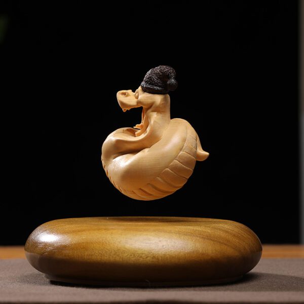 Magnetic Levitation Carved Wooden Decoration: Zodiac - Snake