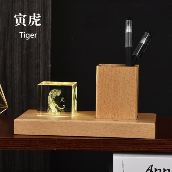 Twelve Zodiac Crystal Night Light Ornament - Traditional Chinese Mythical Zodiac Guardian Beast Series- Tiger