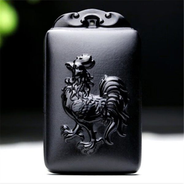 Natural Hetian Ink Jade Nephrite Carved Fengshui Zodiac Rooster Pendant Amulet