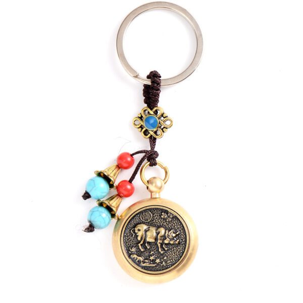 Brass Rotary Key Chain, Car key Pendant - Pig