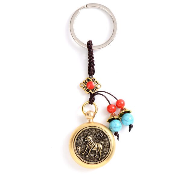Brass Rotary Key Chain, Car key Pendant: Zodiac - Dogs