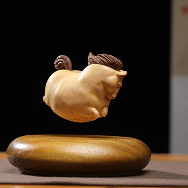 Magnetic Levitation Carved Wooden Decoration: Zodiac - Horse