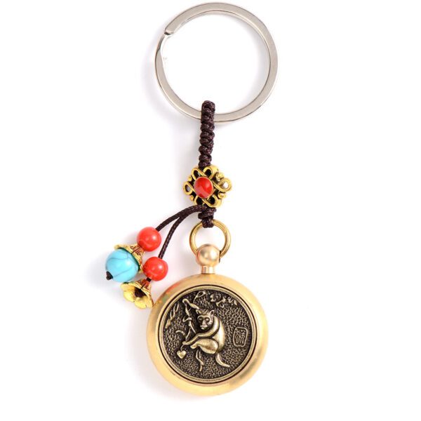 Brass Rotary Key Chain, Car key Pendant - Monkey