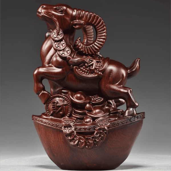 Rosewood/ Ebony Carving: Zodiac- Goat - Ebony Goat, 24cm*15cm*30cm