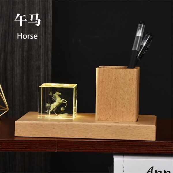 Twelve Zodiac Crystal Night Light Ornament - Traditional Chinese Mythical Zodiac Guardian Beast Series- Horse