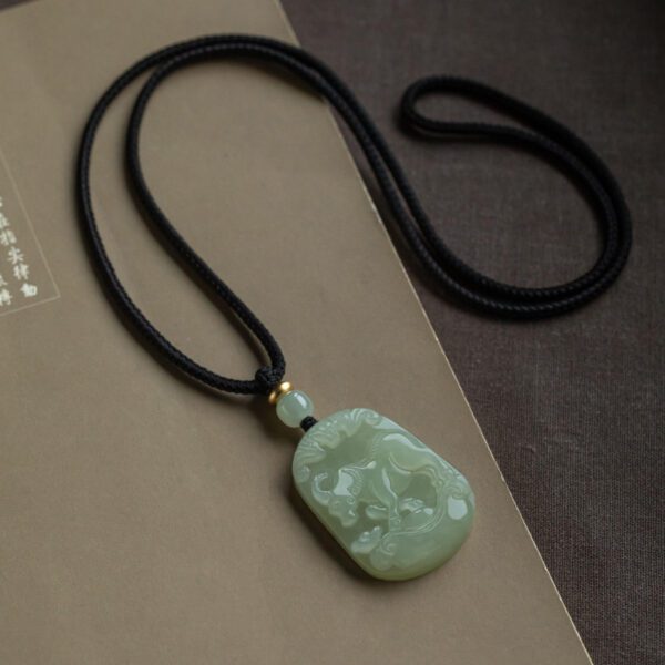 Natural Hetian Green Jade Nephrite Carved Fengshui Zodiac Cattle Pendant Amulet - 43mm * 31mm