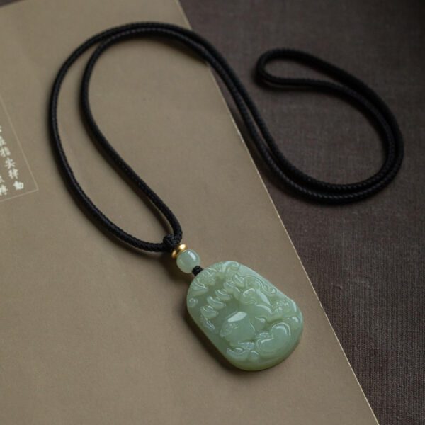 Natural Hetian Green Jade Nephrite Carved Fengshui Zodiac Pig Pendant Amulet