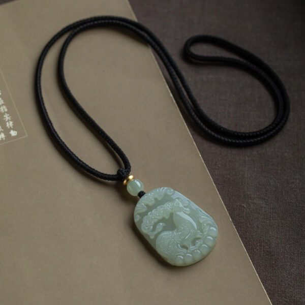 Natural Hetian Green Jade Nephrite Carved Fengshui Zodiac Rooster Pendant Amulet - 43mm * 31mm