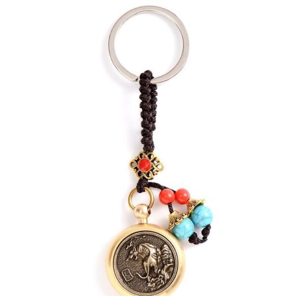 Brass Rotary Key Chain, Car key Pendant: Zodiac -Tiger