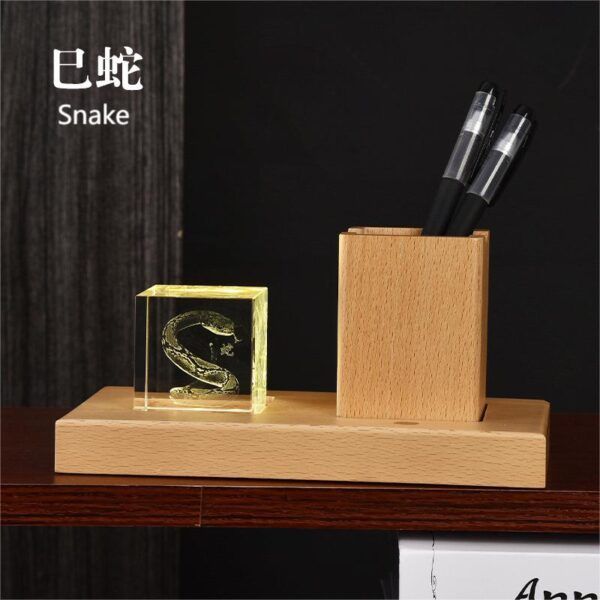 Twelve Zodiac Crystal Night Light Ornament - Traditional Chinese Mythical Zodiac Guardian Beast Series- Snake