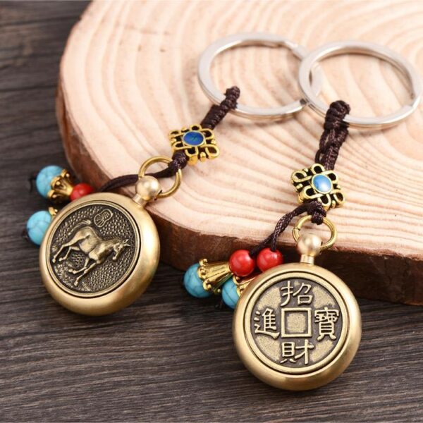 Brass Rotary Key Chain, Car key Pendant - Horse