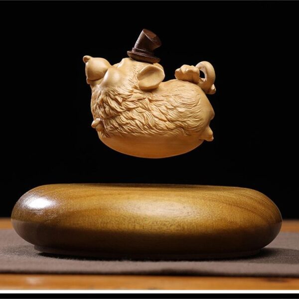 Magnetic Levitation Carved Wooden Decoration: Zodiac -Rat