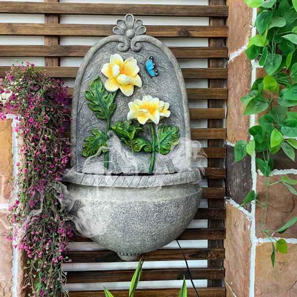 Solar Energy Stone Pattern Plate Tea Flower Running Water Wall Hanging/ Feng Shui Ornaments