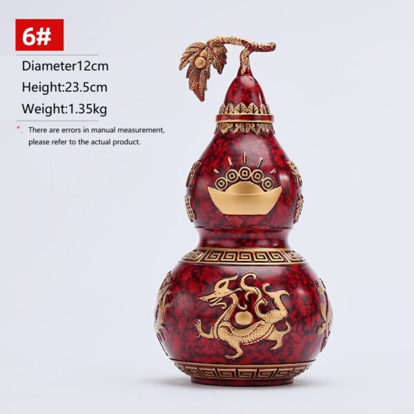 Brass Four Divine Beasts Gourd Auspicious Ornament - Red-6#