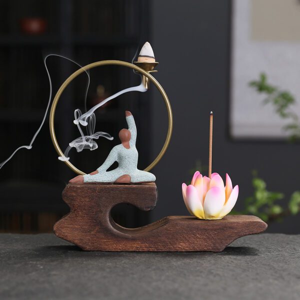 Beautiful Women With Wood Pieces Back Incense Burner