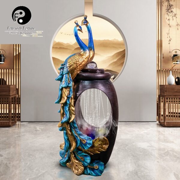 Peacock Indoor Water Fountain Resin Decorations/ Feng Shui Ornaments