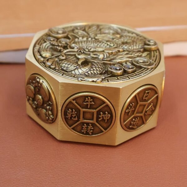 Brass Eight Side Money Spinning Rubik's Cube Stress Relief Handles(zodiac)