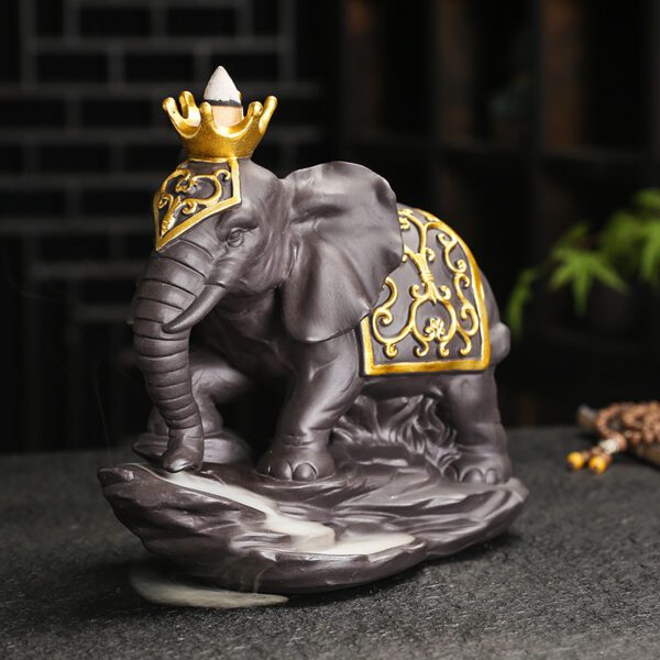 Purple Clay Elephant Pouring Incense Burner Ornament