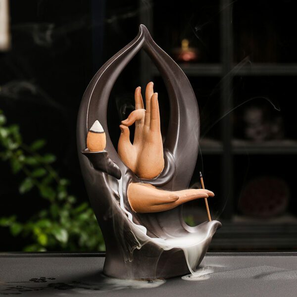 Guanyin Buddha Hand Lotus Flower Reflowering Incense Burner