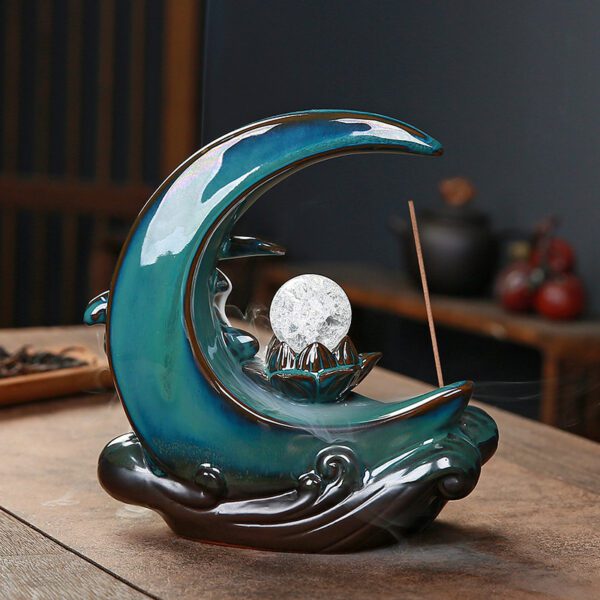 Blue Lotus Leaf Moon Reflux Incense Burner