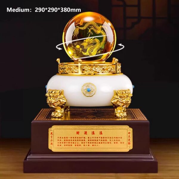 Rolling Fortune Gold Dragon Bead Green Jade/White Jade - Dragon-White Jade-Medium