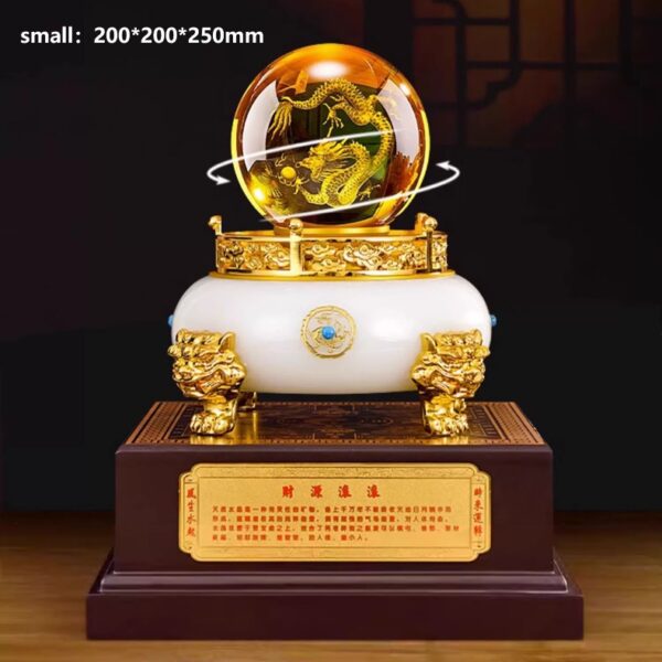 Rolling Fortune Gold Dragon Bead Green Jade/White Jade - Dragon-White Jade-Small