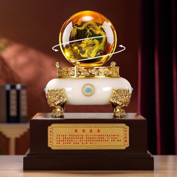 Rolling Fortune Gold Dragon Bead Green Jade/White Jade