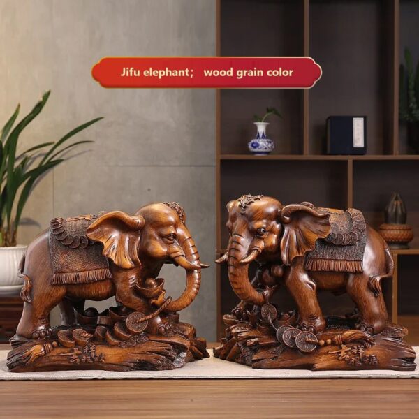 Sasquatch Elephant Ornament - A pair of wood grain color