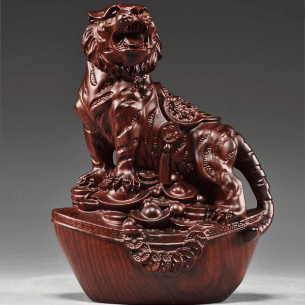Rosewood/ Ebony Carving: Zodiac-Tiger - Ebony Tiger, 12cm*7.5cm*15cm